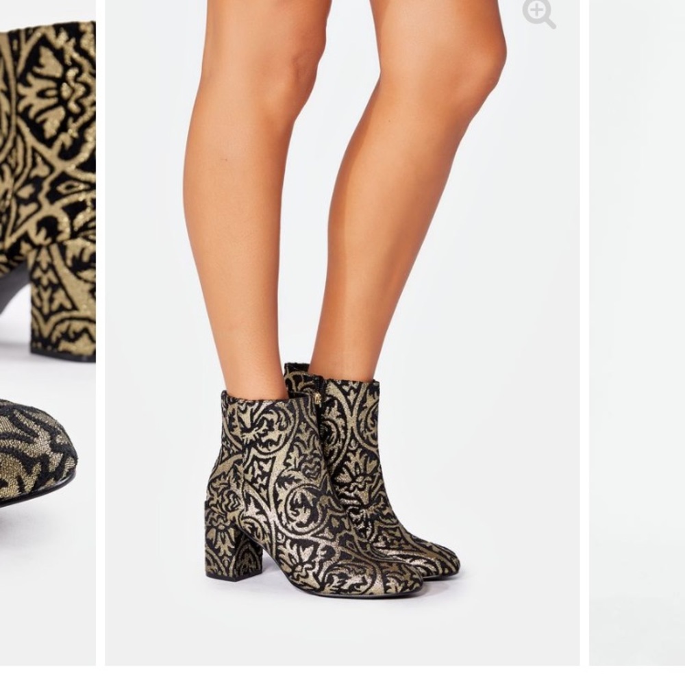 Black and Gold Ankle Booties